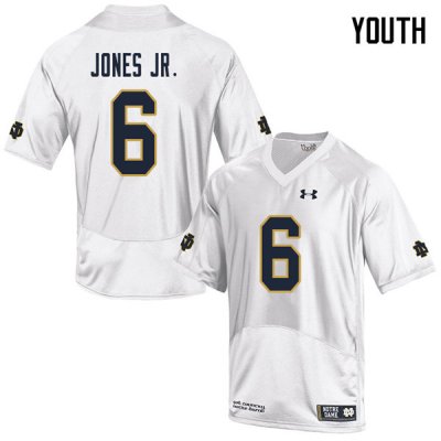 Notre Dame Fighting Irish Youth Tony Jones Jr. #6 White Under Armour Authentic Stitched College NCAA Football Jersey SYH7799BT